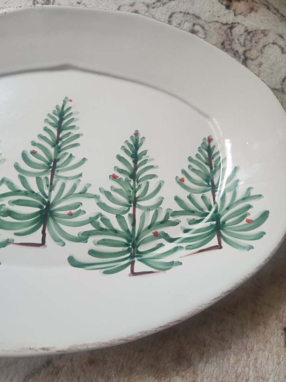 Vietri Lastra Holiday Oval Platter Made In Italy With Trees NWT - Picture 4 of 5